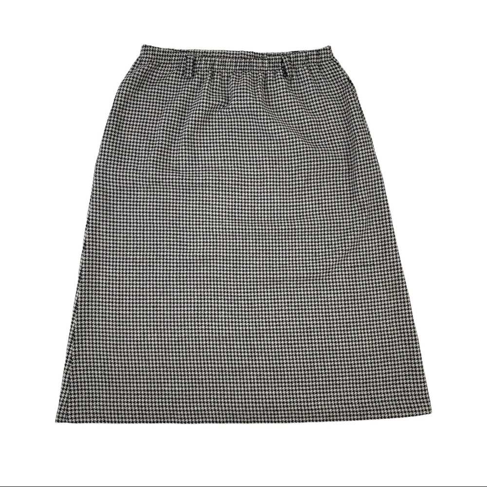 Vintage Katie Brooke Houndstooth A Line Skirt High Waist Elastic Fit Size 12